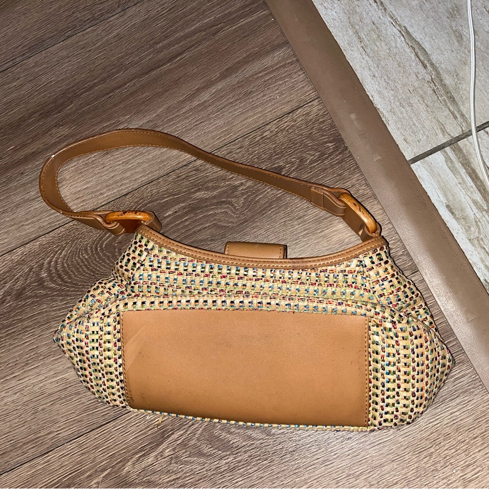 FOSSIL Woven Straw Hobo Handbag Shoulder Bag Purse Tan Inner Pockets - Picture 8 of 9